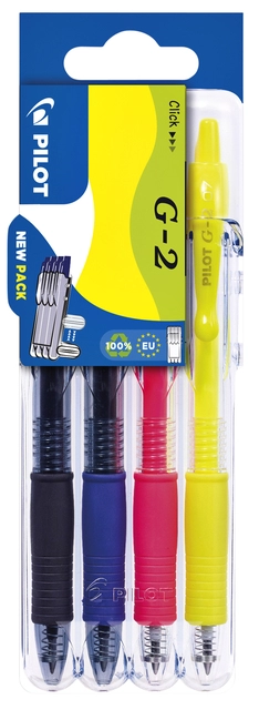 Een Gelschrijver Pilot clicker medium neon assorti Set2Go à 4 stuks koop je bij VHK Kantoorartikelen