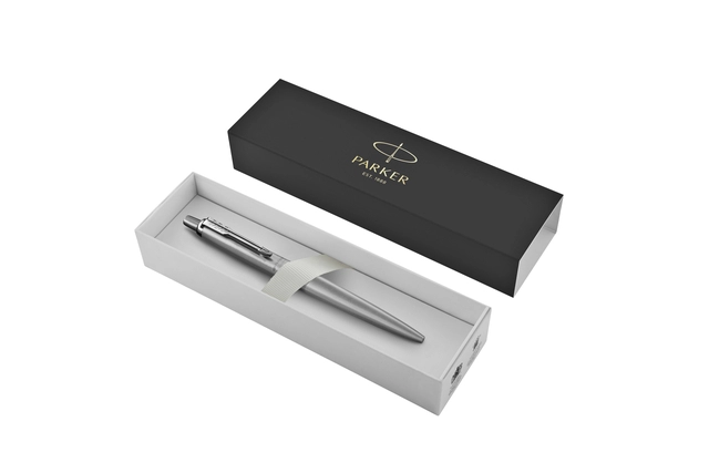 Een Balpen Parker Jotter XL Monochrome stainless steel medium koop je bij VHK Kantoorartikelen