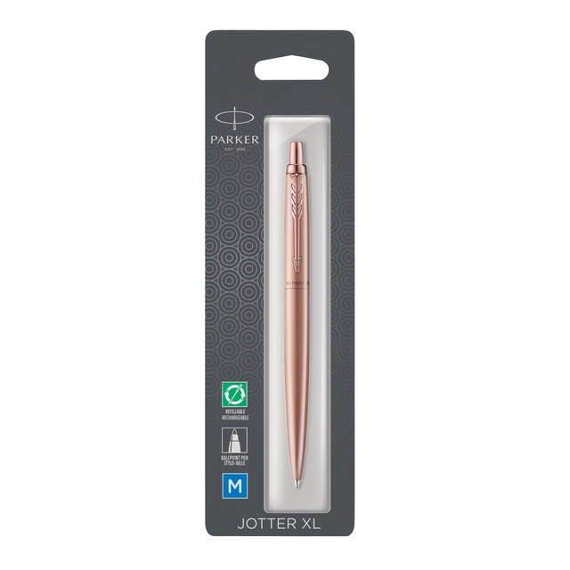 Een Balpen Parker Jotter XL Monochrome pink gold medium blister à 1 stuk koop je bij VHK Kantoorartikelen