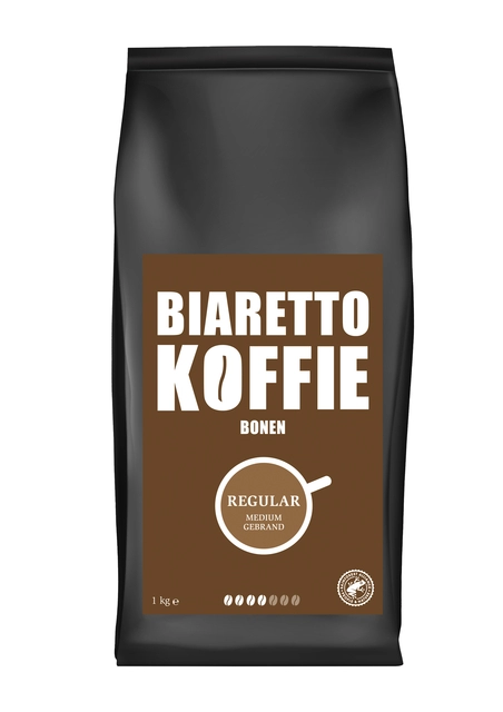 Een Koffie Biaretto bonen regular 1000 gram koop je bij VHK Kantoorartikelen