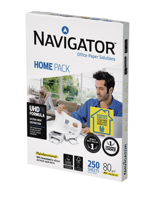 Een Kopieerpapier Navigator Homepack A4 80gr wit 250 vel koop je bij Hoekmankantoorartikelen.nl