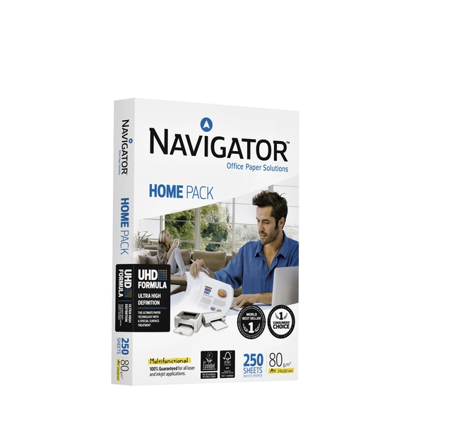 Een Kopieerpapier Navigator Homepack A4 80gr wit 250 vel koop je bij Hoekmankantoorartikelen.nl