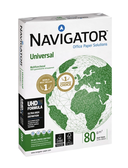 Een Kopieerpapier Navigator Universal A4 80gr wit 500 vel koop je bij Hoekmankantoorartikelen.nl