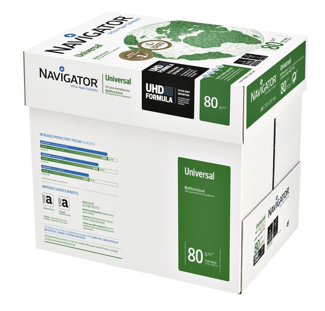 Een Kopieerpapier Navigator Universal A4 80gr wit 500 vel koop je bij Hoekmankantoorartikelen.nl