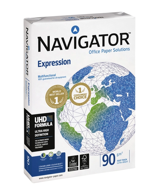 Een Kopieerpapier Navigator Expression A4 90gr wit 500 vel koop je bij Hoekmankantoorartikelen.nl