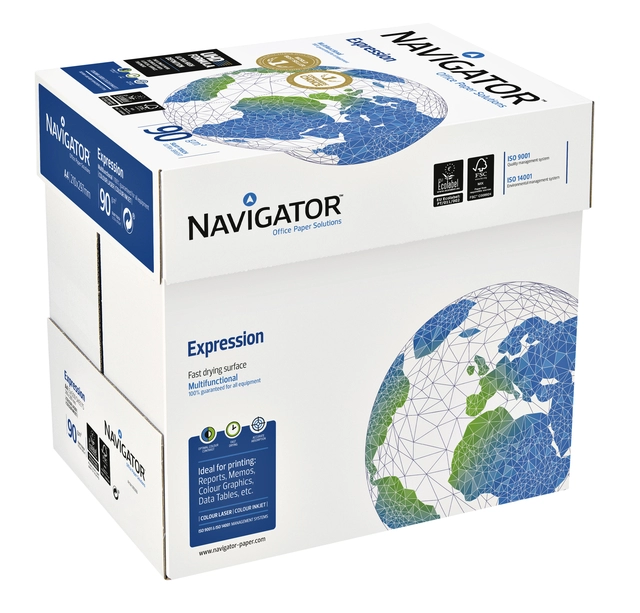 Een Kopieerpapier Navigator Expression A4 90gr wit 500 vel koop je bij Hoekmankantoorartikelen.nl