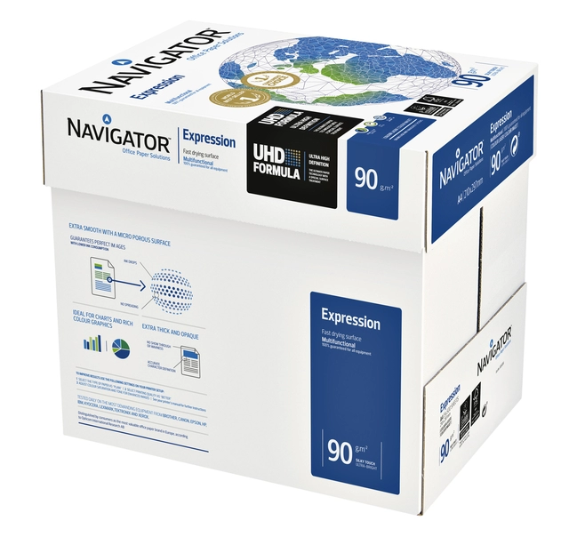 Een Kopieerpapier Navigator Expression A4 90gr wit 500 vel koop je bij Hoekmankantoorartikelen.nl