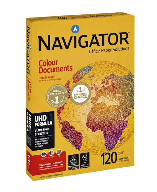 Een Kopieerpapier Navigator Colour Documents A4 120gr wit 250 vel koop je bij Hoekmankantoorartikelen.nl