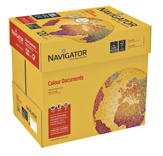 Een Kopieerpapier Navigator Colour Documents A4 120gr wit 250 vel koop je bij Hoekmankantoorartikelen.nl