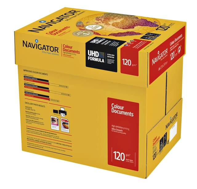 Een Kopieerpapier Navigator Colour Documents A4 120gr wit 250 vel koop je bij Hoekmankantoorartikelen.nl