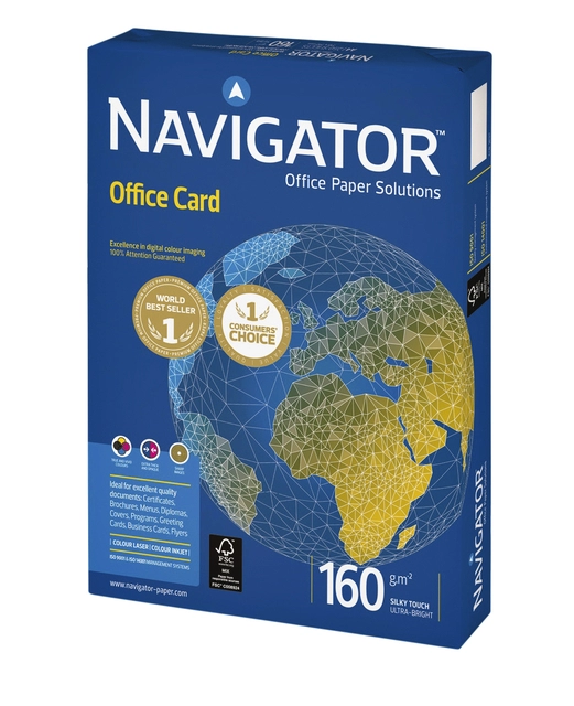 Een Kopieerpapier Navigator Office Card A4 160gr wit 250 vel koop je bij Hoekmankantoorartikelen.nl