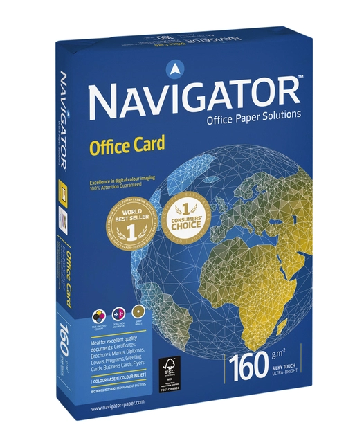 Een Kopieerpapier Navigator Office Card A4 160gr wit 250 vel koop je bij Hoekmankantoorartikelen.nl