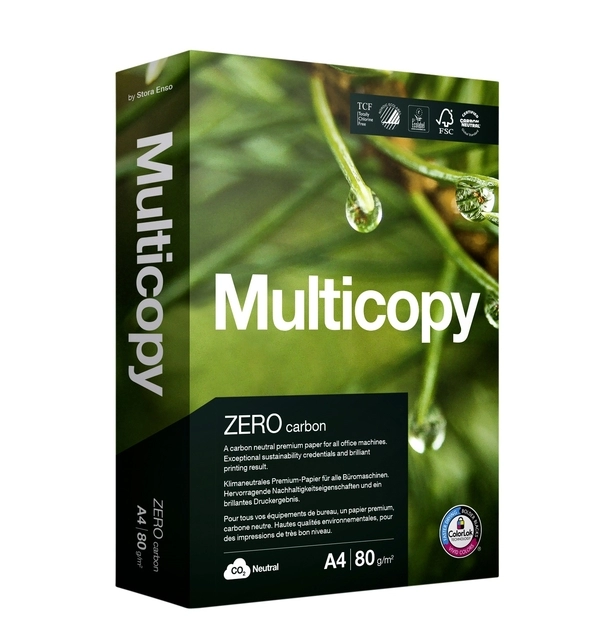 Een Kopieerpapier Multicopy Zero A4 80gr wit 500 vel koop je bij Hoekmankantoorartikelen.nl