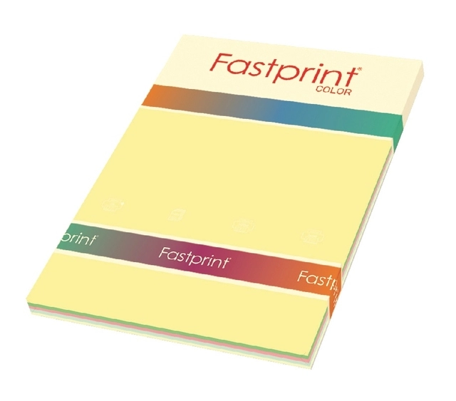 Een Kopieerpapier Fastprint A4 80gr 5 zachte kleuren 250 vel koop je bij Hoekmankantoorartikelen.nl