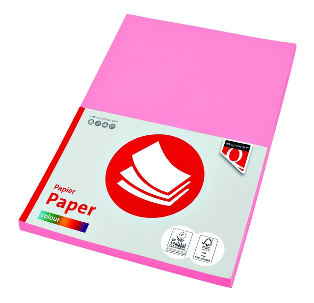 Een Kopieerpapier Quantore Colour A4 160gr roze 50 vel koop je bij Hoekmankantoorartikelen.nl