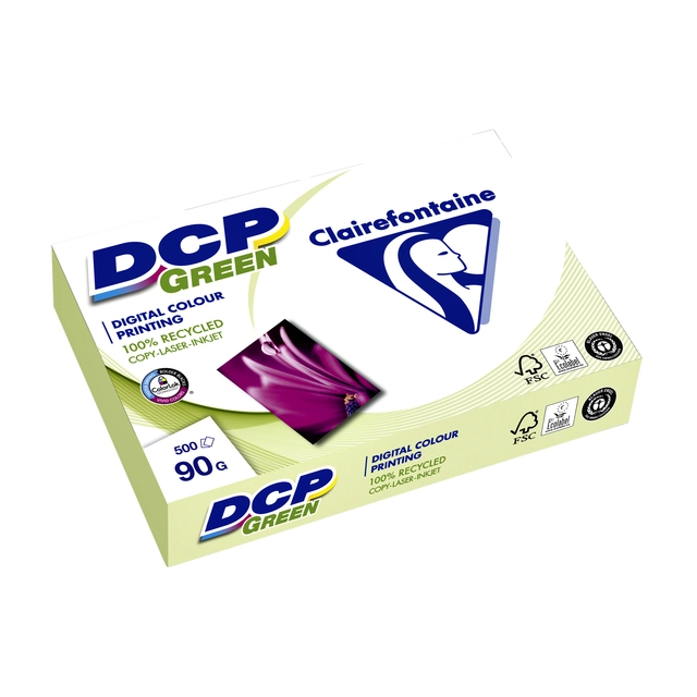 Een Laserpapier Clairefontaine DCP Green A4 90gr wit 500 vel koop je bij Hoekmankantoorartikelen.nl