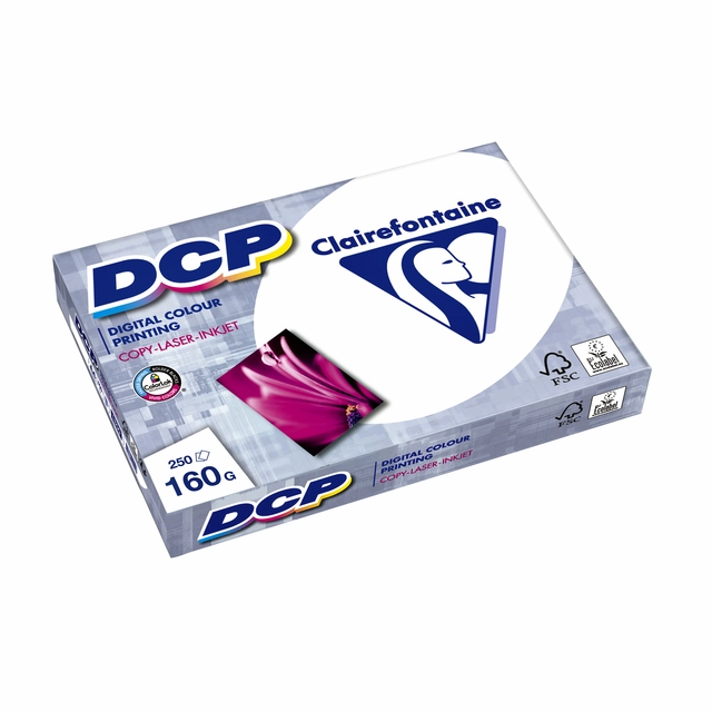 Een Laserpapier Clairefontaine DCP A4 160gr wit 250 vel koop je bij Hoekmankantoorartikelen.nl