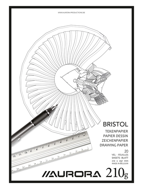 Een Tekenblok Aurora A4 20 vel 210 gram Bristol papier koop je bij VHK Kantoorartikelen