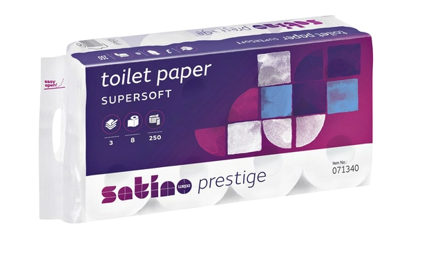 Een Toiletpapier Satino Prestige 3-laags 250vel wit 071340 koop je bij VHK Kantoorartikelen