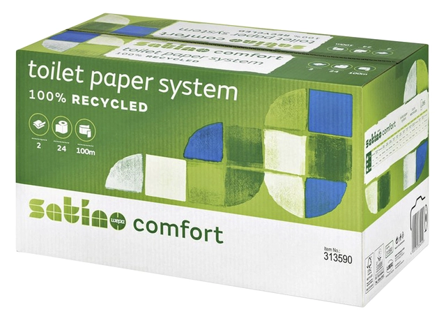 Een Toiletpapier Satino Comfort JT3 systeemrol 2-laags 724vel wit 317960 koop je bij VHK Kantoorartikelen