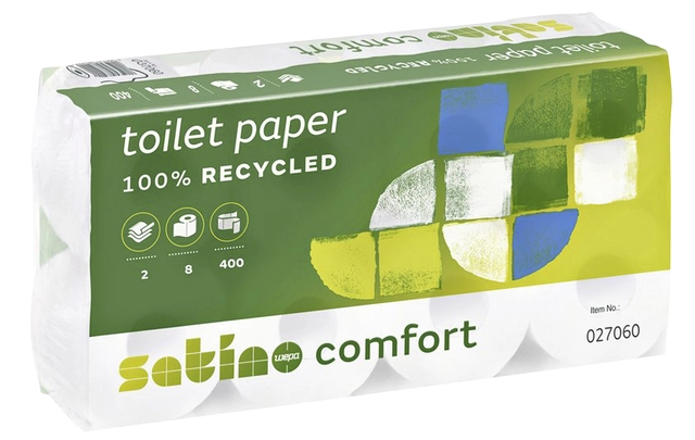 Een Toiletpapier Satino Comfort MT1 2-laags 400vel wit 027060 koop je bij VHK Kantoorartikelen