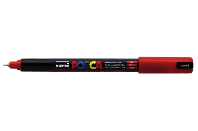 Een Verfstift Posca PC1MR extra fijn rood koop je bij Hoekmankantoorartikelen.nl