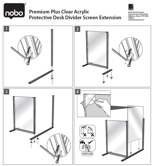 Een Bureauscherm uitbreidingspaneel Nobo Modulair transparant acryl 400x1000mm koop je bij VHK Kantoorartikelen