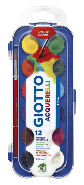 Een Gouache Giotto 30mm doos à 12 kleuren met penseel koop je bij VHK Kantoorartikelen