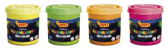 Een Plakkaatverf Jovi glow in the dark 35ml assorti set à 4 stuks koop je bij VHK Kantoorartikelen