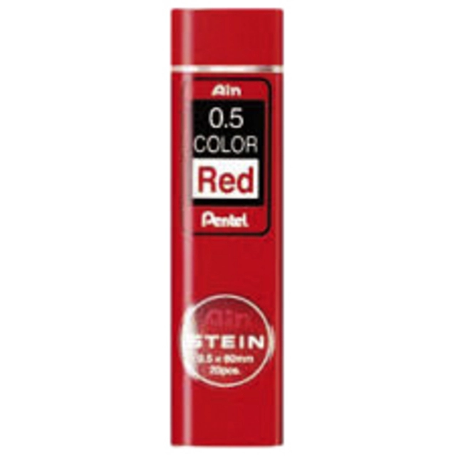 Een Potloodstift Pentel Ain Stein HB 0.5mm rood koker à 20 stuks koop je bij Hoekmankantoorartikelen.nl