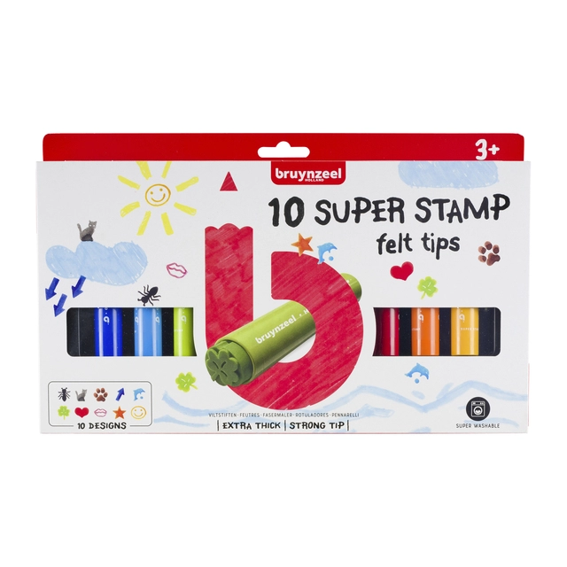 Een Stempelstift Bruynzeel Kids super set à 10 stuks assorti koop je bij VHK Kantoorartikelen