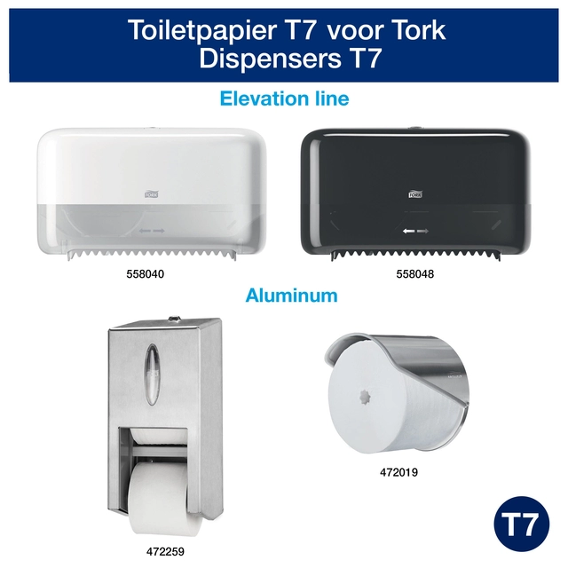 Een Toiletpapier Tork T7 hulsloos advanced mid-size 2-laags 900vel wit 472199 koop je bij VHK Kantoorartikelen