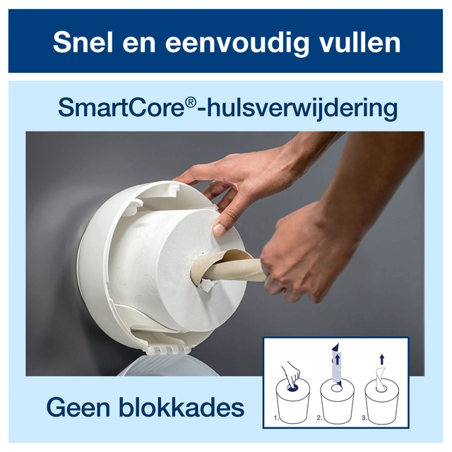 Een Toiletpapier Tork SmartOne® Mini T9 advanced 2-laags 620 vel wit 472193 koop je bij VHK Kantoorartikelen