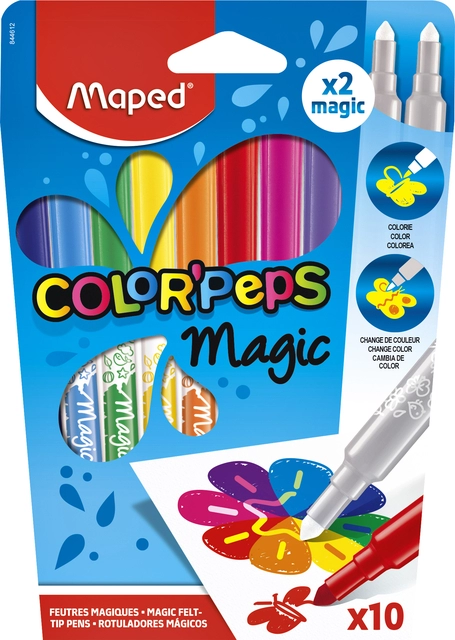 Een Viltstift Maped Color'Peps Magic set á 10 kleuren koop je bij VHK Kantoorartikelen