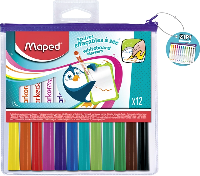 Een Viltstift Maped Marker'Peps whiteboard set á 12 kleuren koop je bij VHK Kantoorartikelen