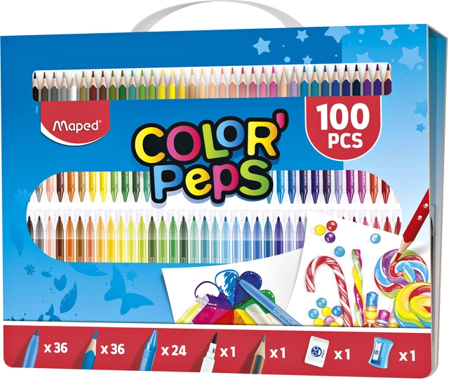 Een Tekenset Maped Color'Peps 100delig koop je bij VHK Kantoorartikelen