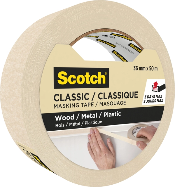 Een Afplaktape Scotch Classic 36mmx50m beige koop je bij VHK Kantoorartikelen