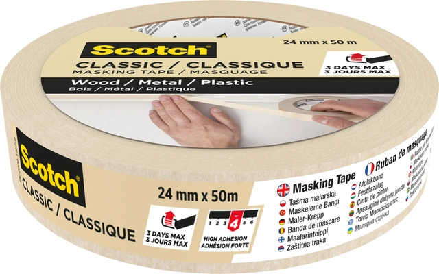 Een Afplaktape Scotch Classic 24mmx50m beige koop je bij VHK Kantoorartikelen