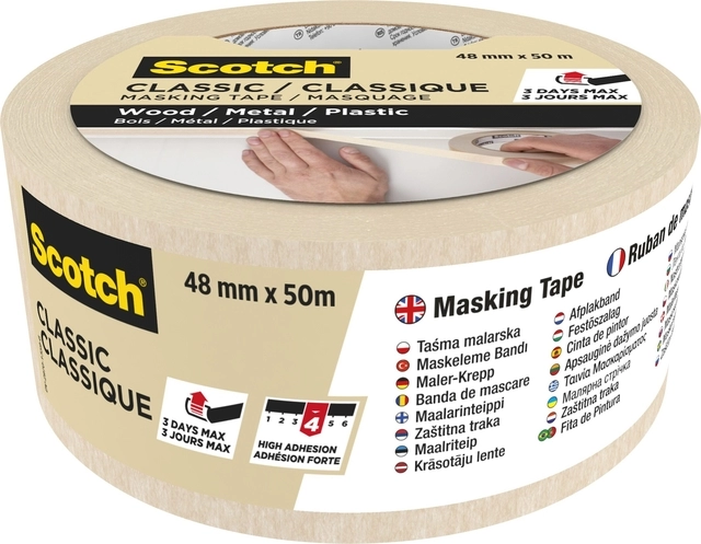 Een Afplaktape Scotch Classic 48mmx50m beige koop je bij VHK Kantoorartikelen