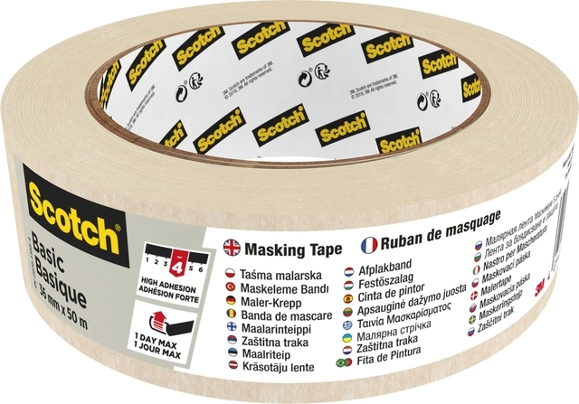 Een Afplaktape Scotch Basic 36mmx50m beige koop je bij VHK Kantoorartikelen