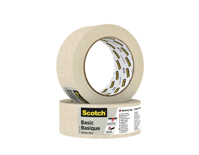 Een Afplaktape Scotch Basic 48mmx50m beige koop je bij VHK Kantoorartikelen