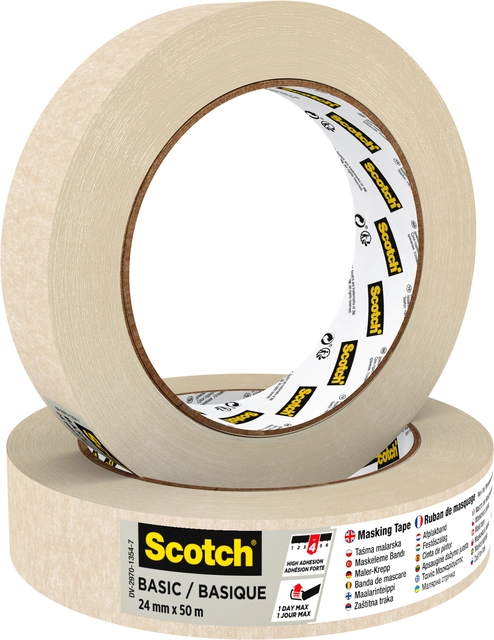 Een Afplaktape Scotch Basic 24mmx50m beige koop je bij Hoekmankantoorartikelen.nl