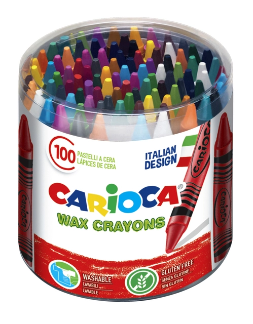 Een Waskrijt Carioca Maxi pot á 100 stuks assorti koop je bij VHK Kantoorartikelen