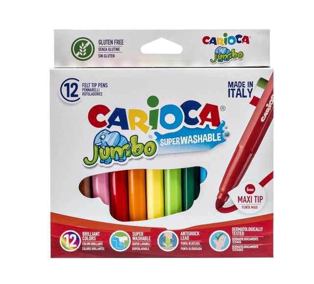 Een Viltstifte Carioca Jumbo maxi assorti set à 12 stuks koop je bij VHK Kantoorartikelen