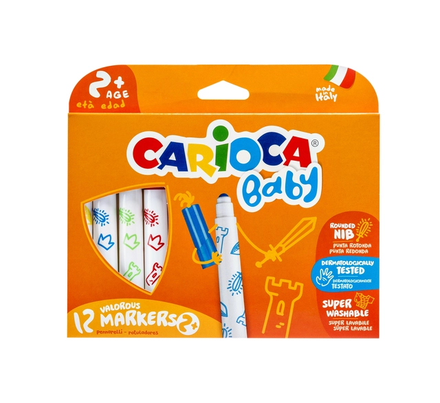 Een Viltstiften Carioca Baby set à 12 kleuren koop je bij Hoekmankantoorartikelen.nl