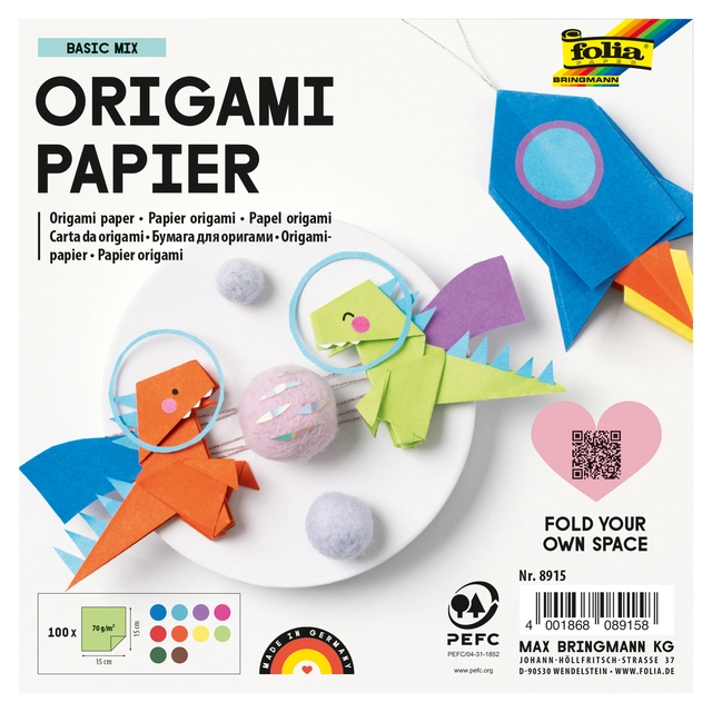 Een Origami papier Folia 70gr 15x15cm 100 vel assorti kleuren koop je bij Hoekmankantoorartikelen.nl