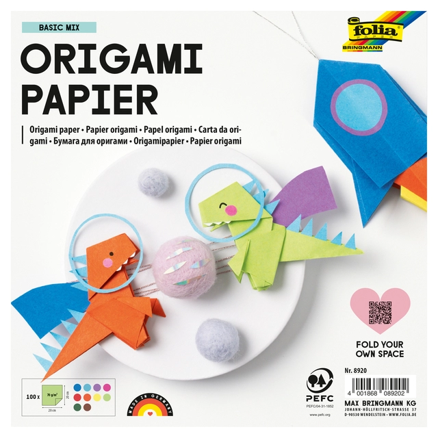 Een Origami papier Folia 70gr 20x20cm 100 vel assorti kleuren koop je bij Hoekmankantoorartikelen.nl