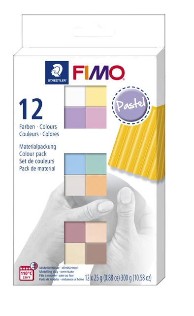 Een Klei Fimo soft colour pak à 12 pastel kleuren koop je bij VHK Kantoorartikelen