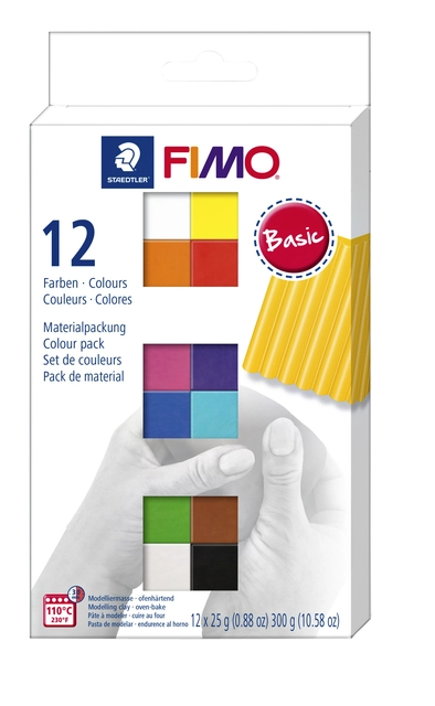 Een Klei Fimo soft colour pak à 12 basis kleuren koop je bij Hoekmankantoorartikelen.nl