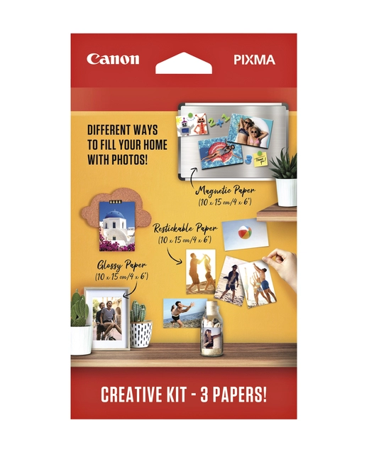 Een Fotopapier Canon creatieve kit met 3 soorten papier 60 vel koop je bij Hoekmankantoorartikelen.nl